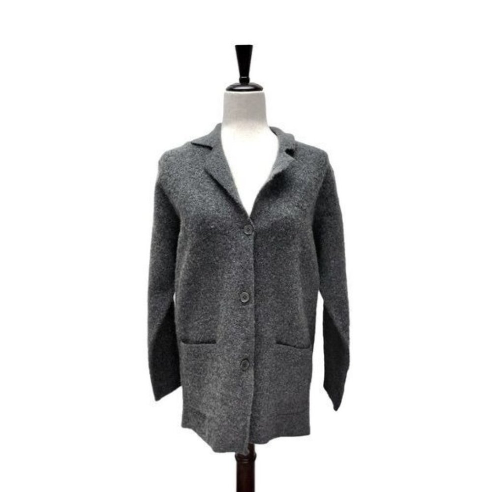 Dialogue 100% Wool Button Up Long Sweater | Large